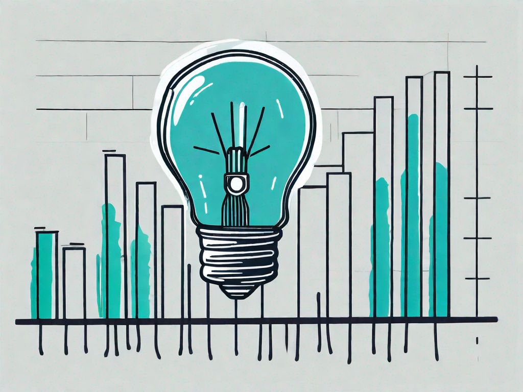 A lightbulb (symbolizing brainstorming) over a growing bar graph (representing maximized upselling)