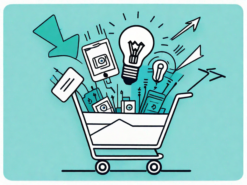 A sales funnel filled with different scenarios represented by various symbols (like a dollar sign