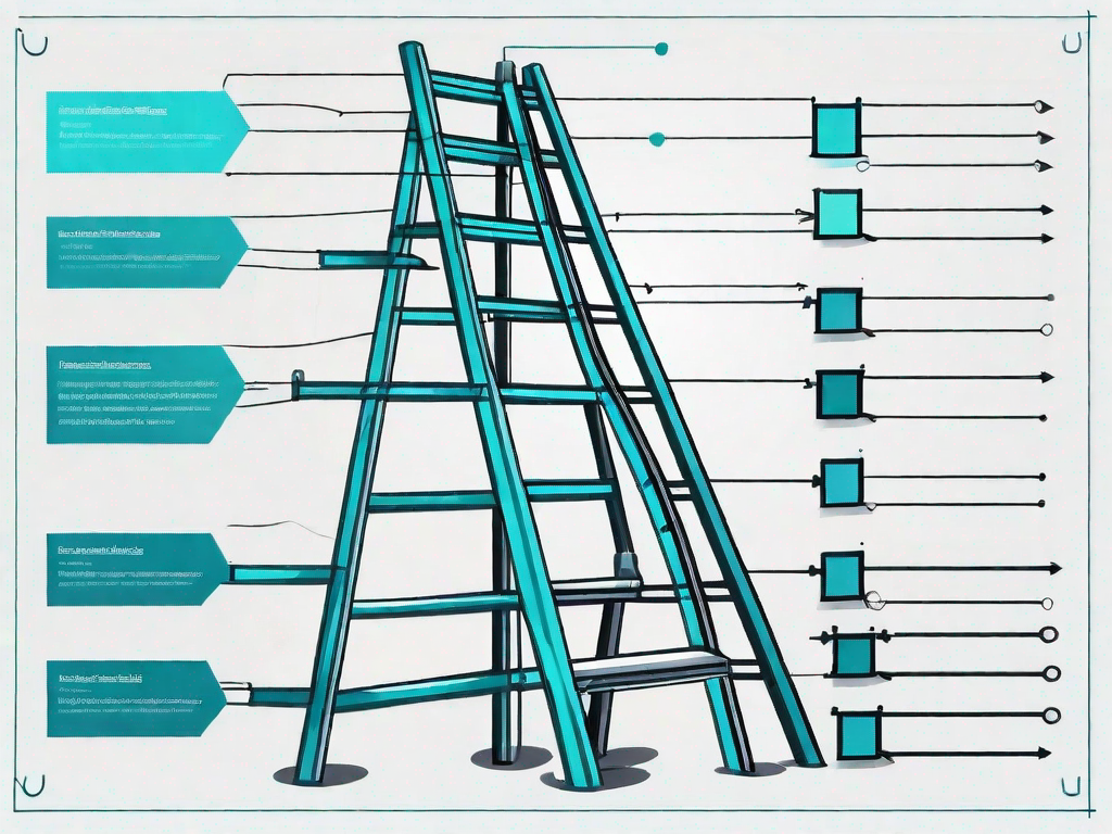 A work breakdown structure chart with various elements representing different upselling strategies