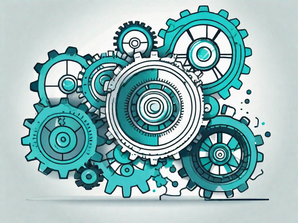 A sales funnel integrated with gears and tools