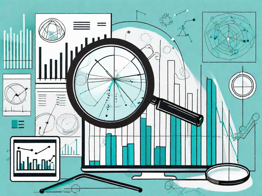 A bundle of different products being analyzed by a magnifying glass