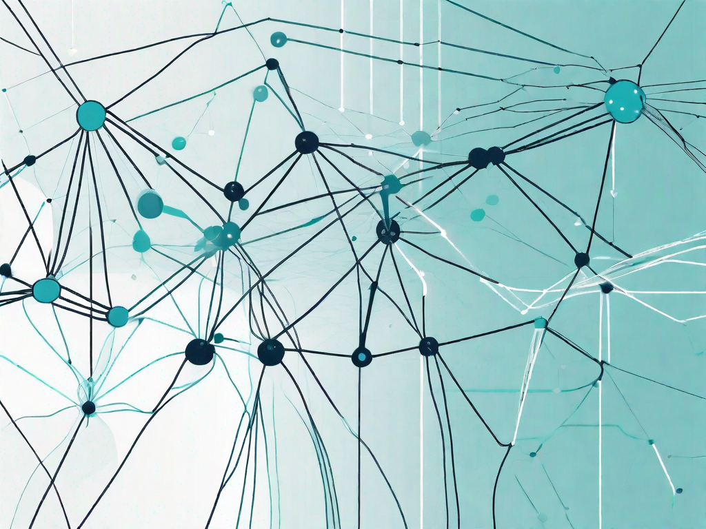 A bundle of different products connected by a network of data points and lines