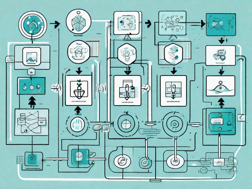 A loyalty card surrounded by various symbols representing use case modeling such as flowcharts