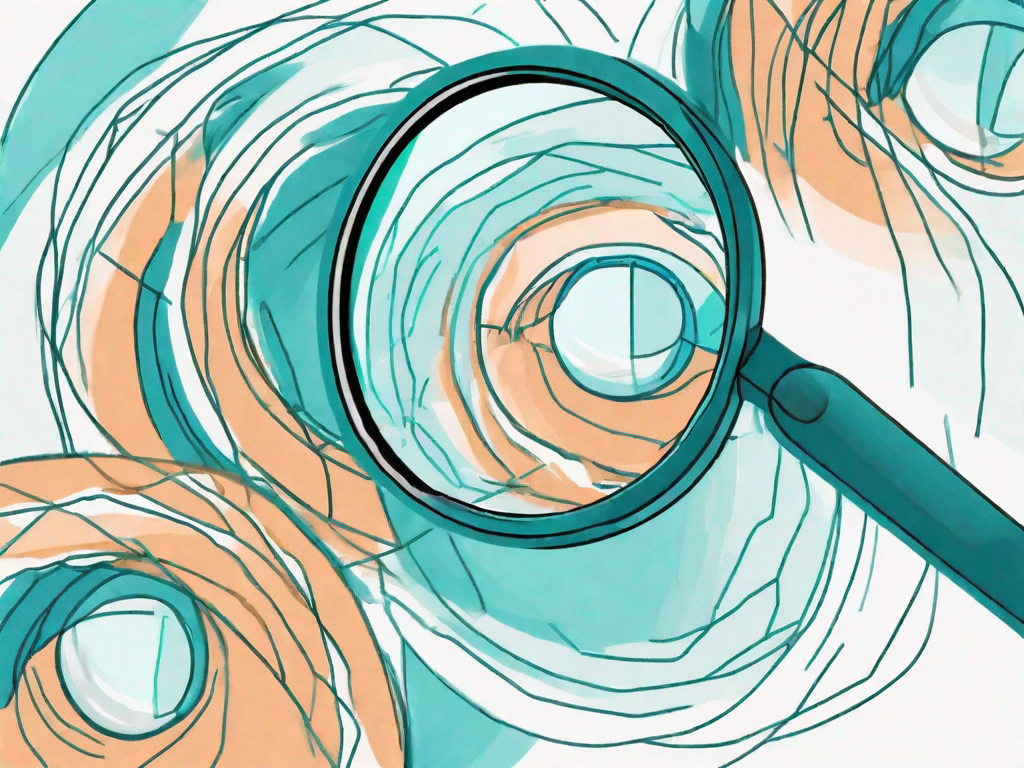 A magnifying glass examining the gap between two points