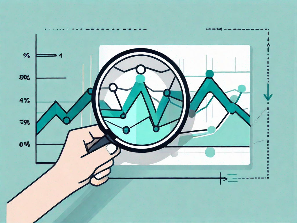 A magnifying glass focusing on a chart representing referral program metrics