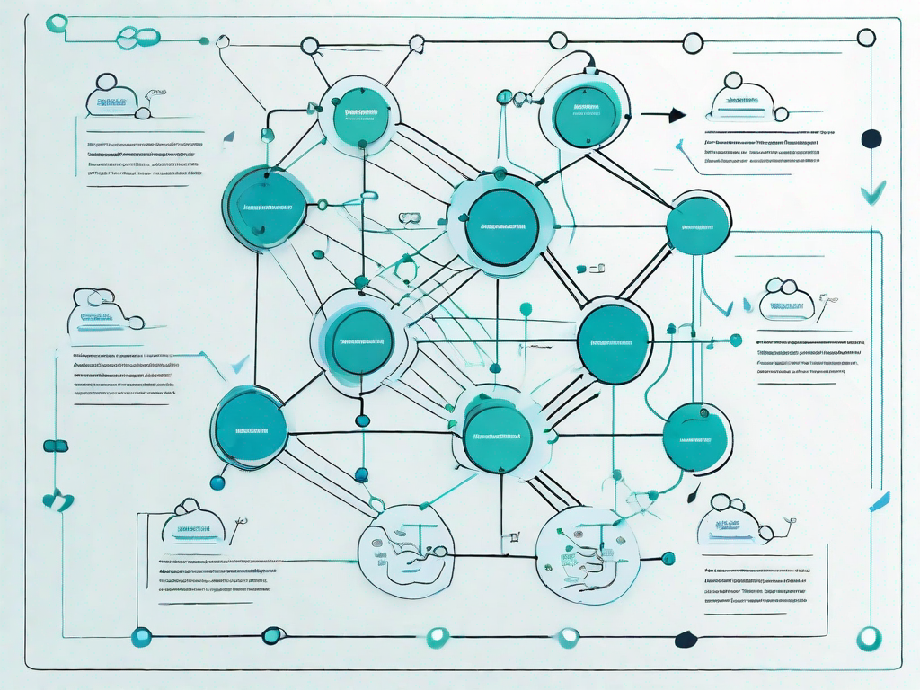 A data flow diagram with various interconnected nodes