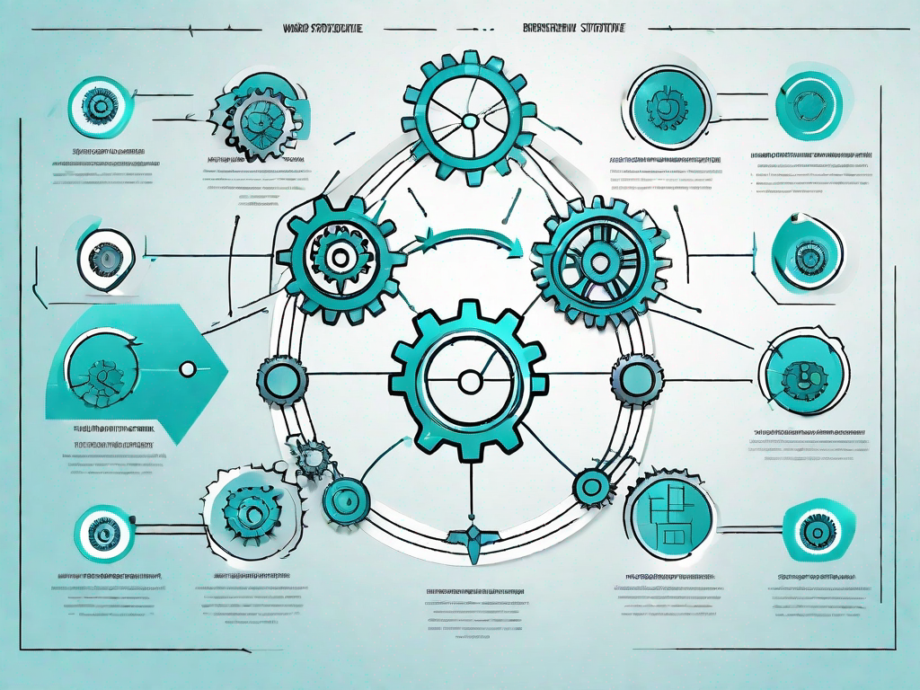 A work breakdown structure chart with different marketing elements connected by lines to symbolize partnership