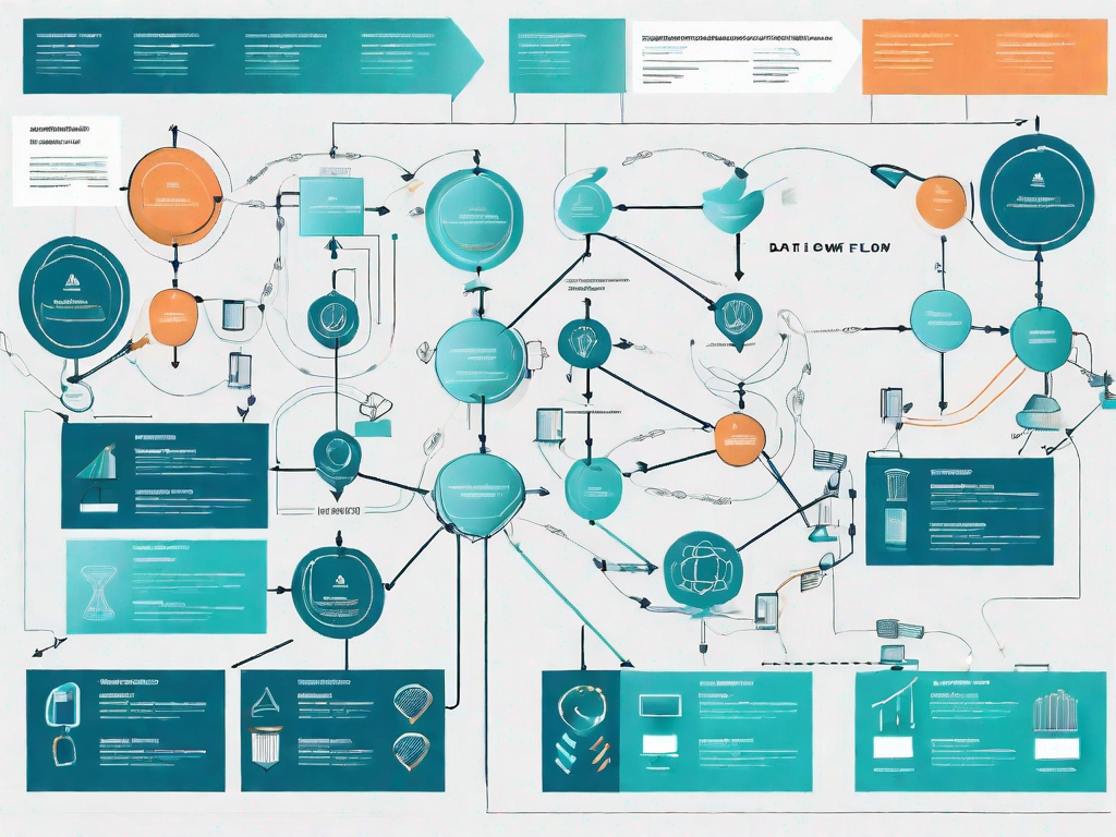 A data flow diagram with various sponsorship-related elements like event banners