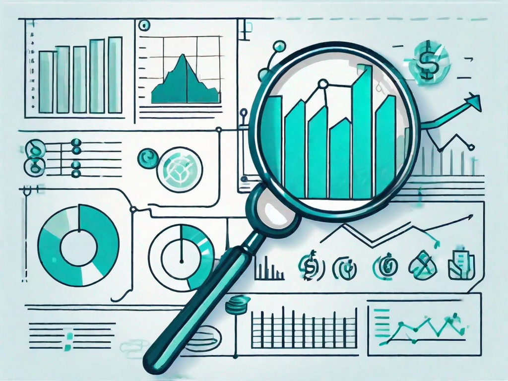 A magnifying glass focusing on a chart or a graph