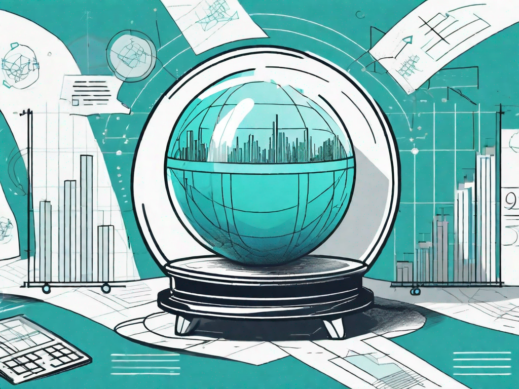 A crystal ball showcasing various graphs and data points