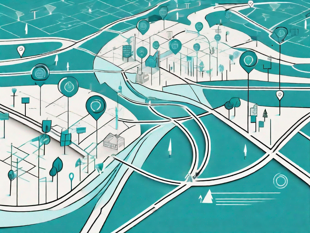 A map with various paths representing different customer journeys