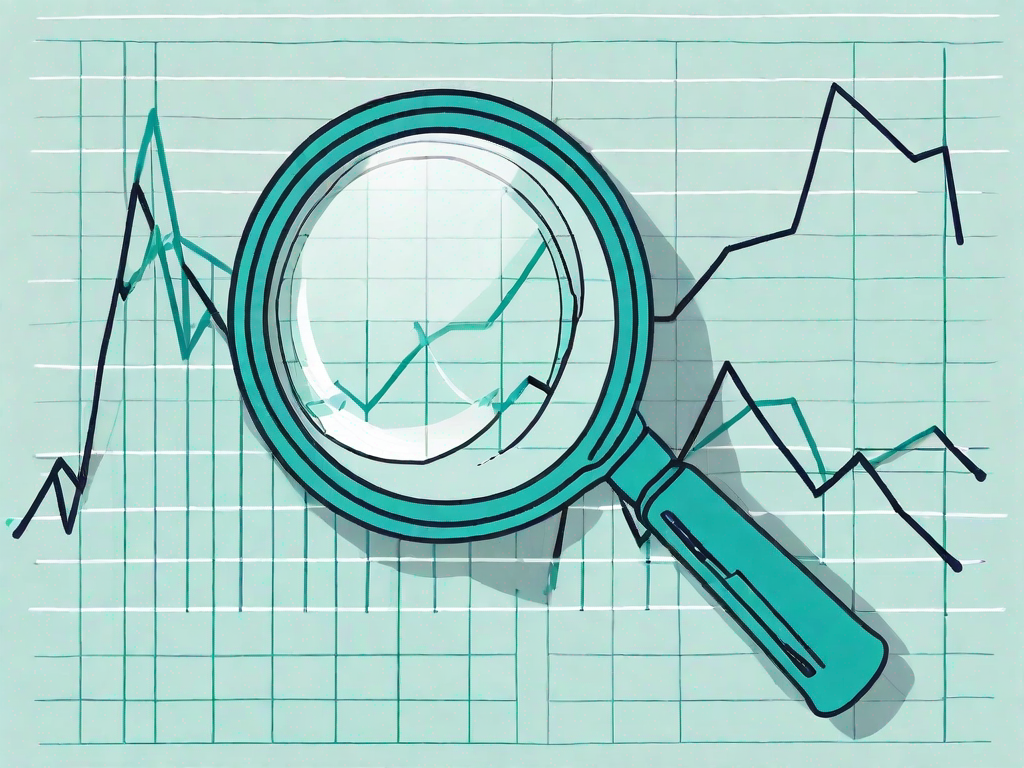 A magnifying glass over a line graph