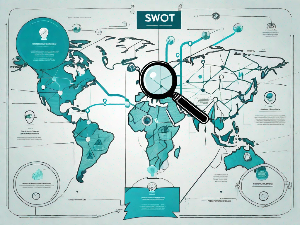 A map marked with various stages of a customer journey