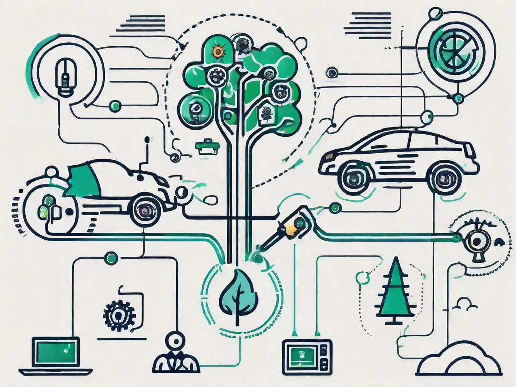 A roadmap with various touchpoints represented by different icons (like a phone