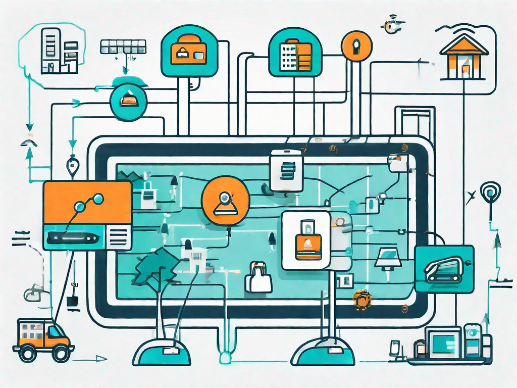 A roadmap with various touchpoints represented by different icons such as a shopping cart