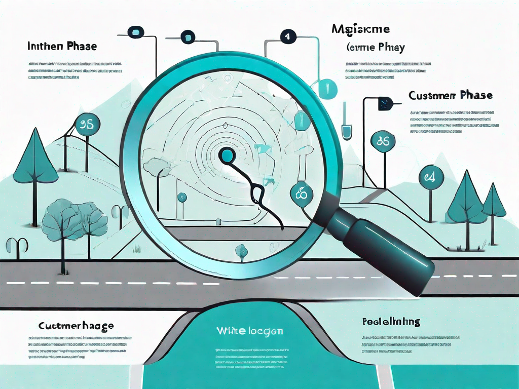 A roadmap with various symbols representing different stages of a customer journey