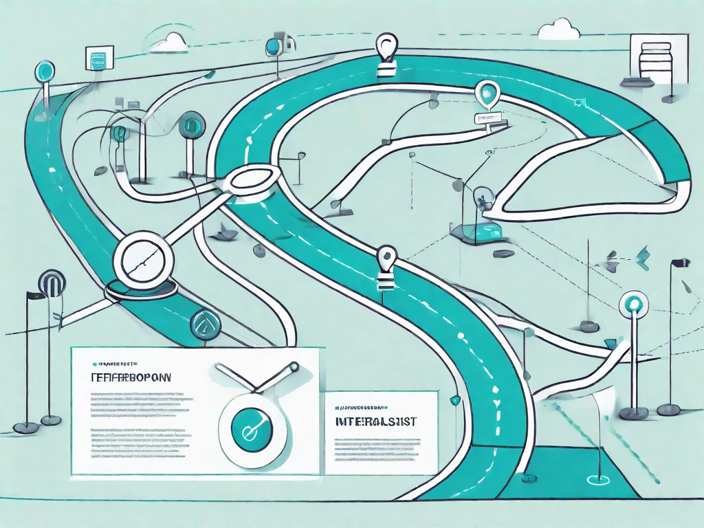 A roadmap with various checkpoints symbolizing the customer journey