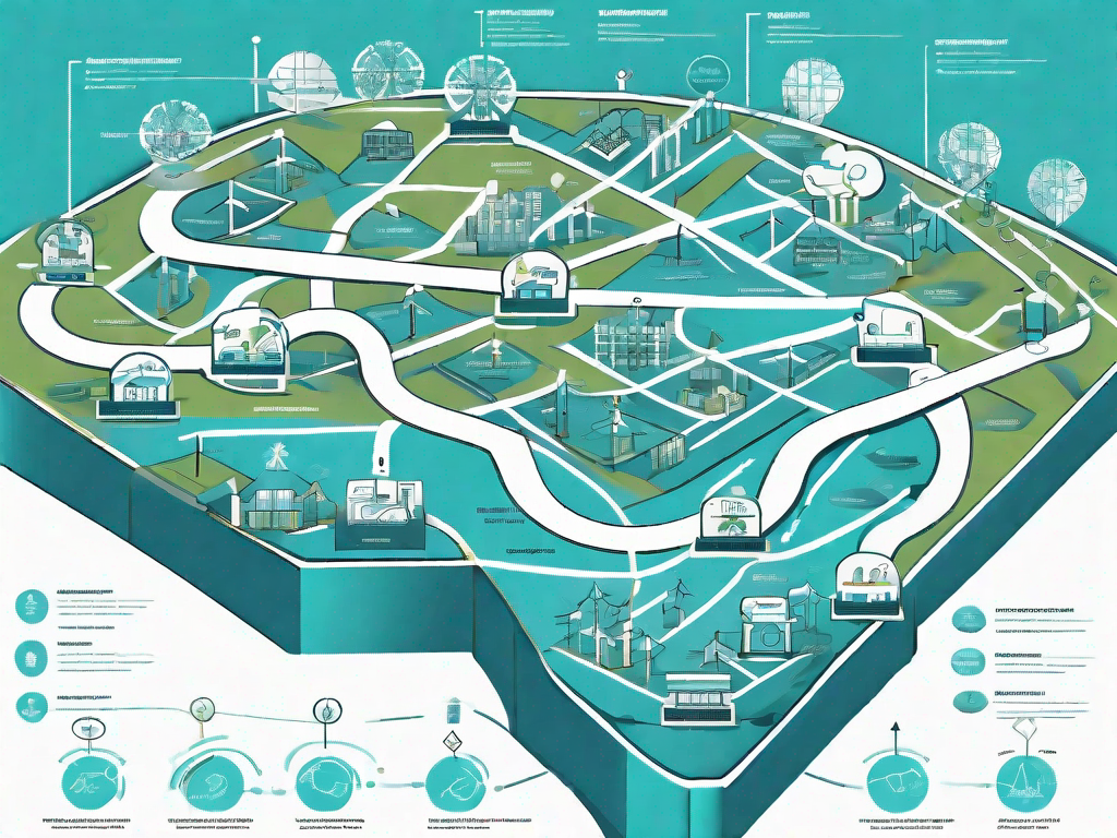 A complex map with various interconnected paths