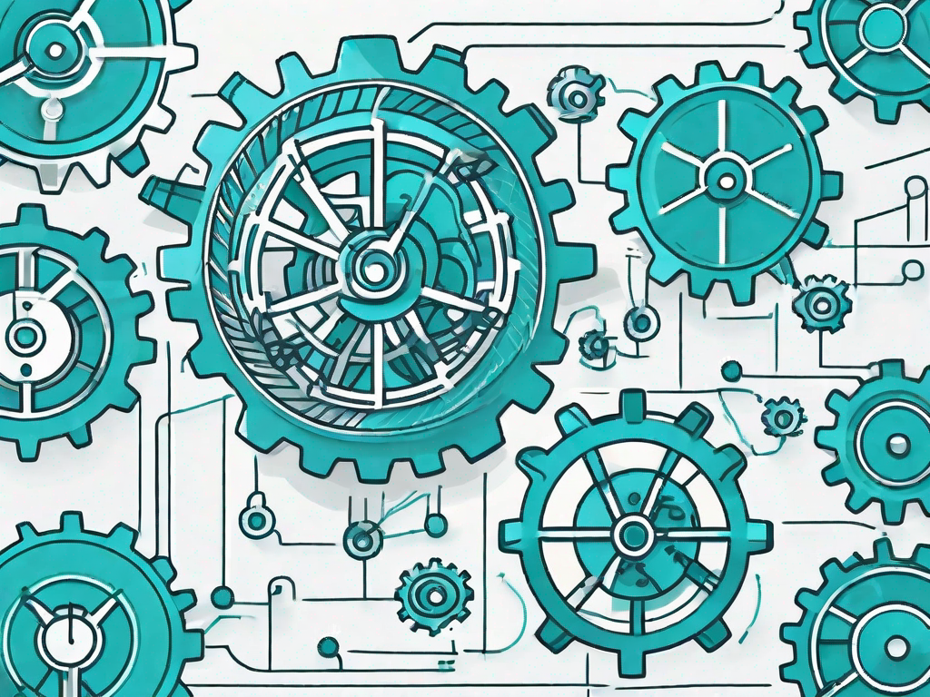 A symbolic journey with various stages represented by interconnected gears