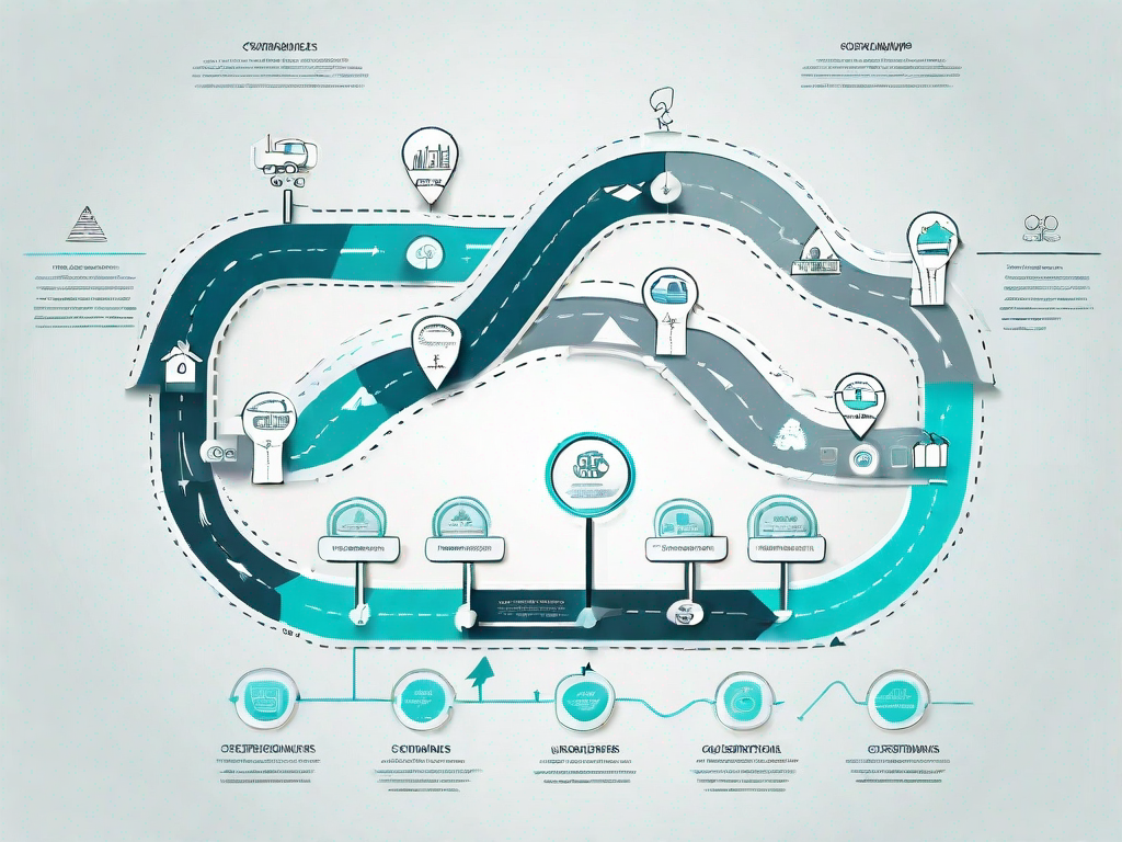 A roadmap with various stages symbolizing the customer journey