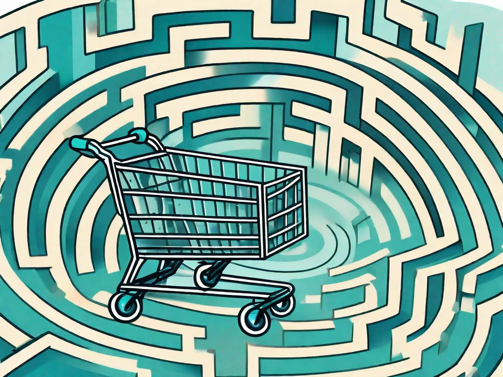 A shopping cart navigating through a maze