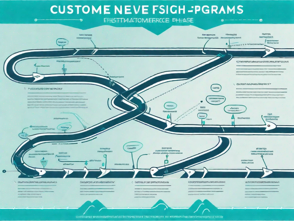 A fishbone diagram with different pathways representing various aspects of the customer journey during the interest phase