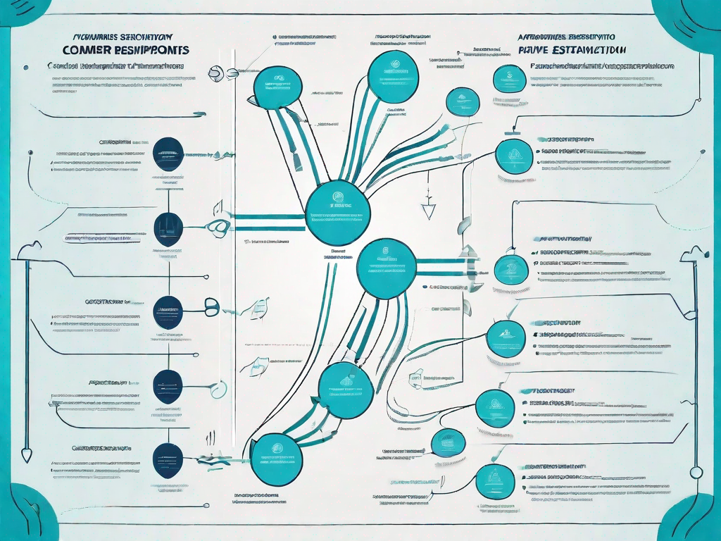 A detailed fishbone diagram with various paths representing different customer touchpoints