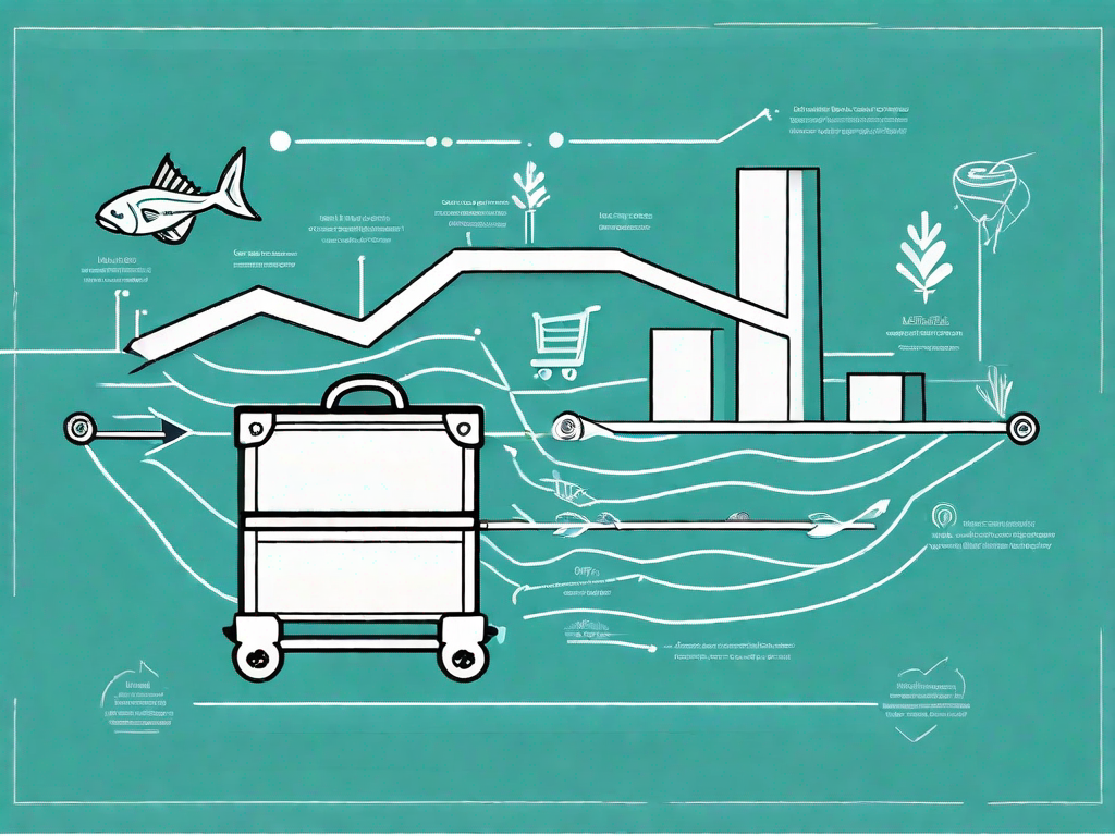 A fishbone diagram with different elements representing various stages of a customer journey