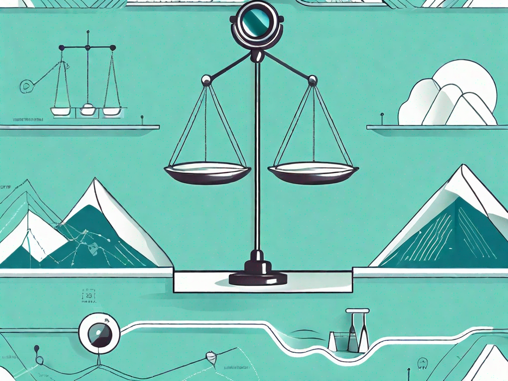 A balanced scale with customer icons on one side and a magnifying glass hovering over a roadmap on the other