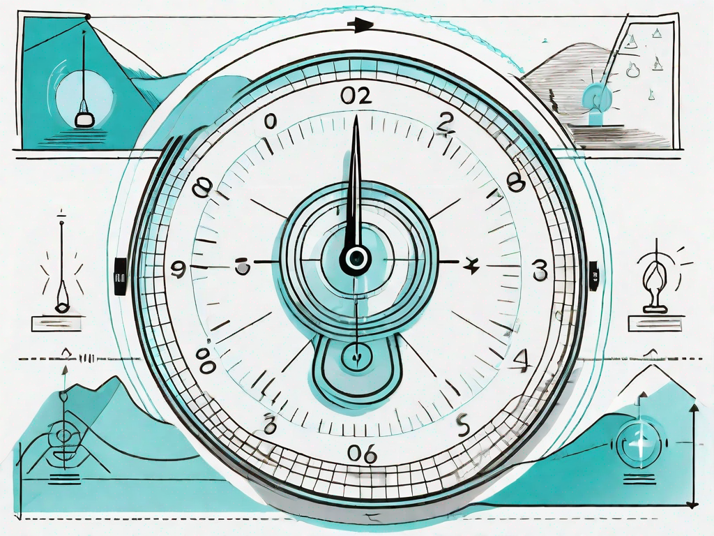 A scale balancing a customer journey map and a force field analysis diagram