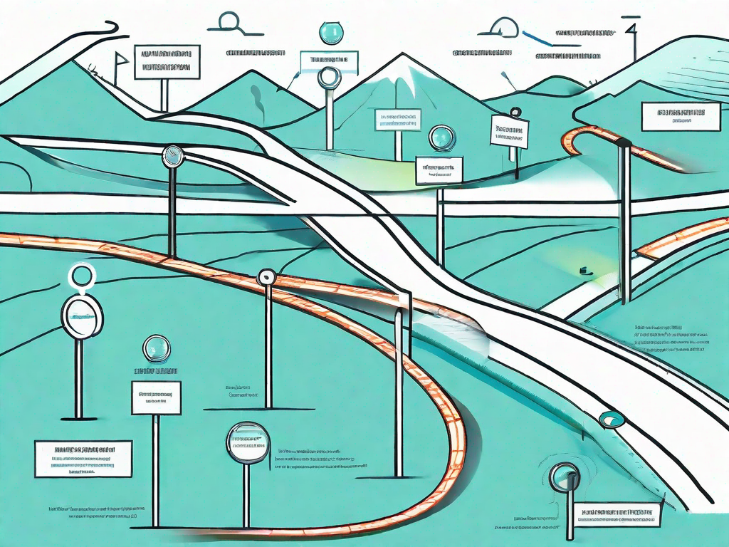 A roadmap with various signposts symbolizing the moscow method (must