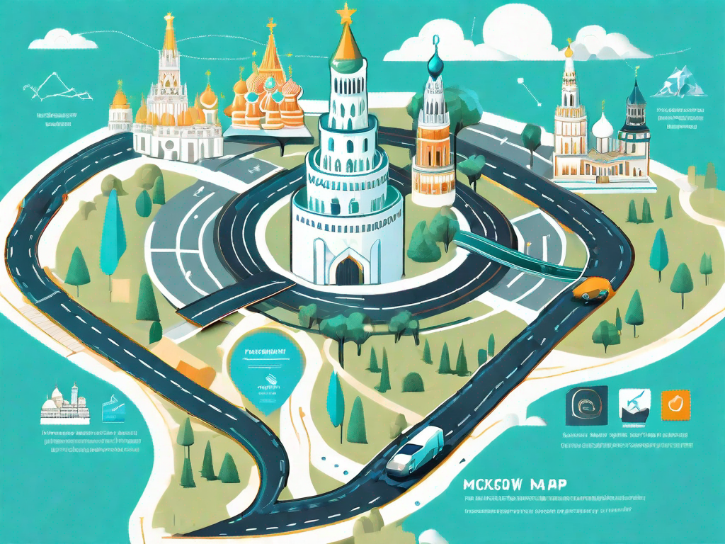 A road map with various landmarks representing the customer journey