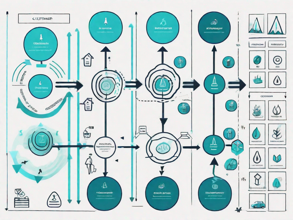 A raci matrix with different stages of a customer journey