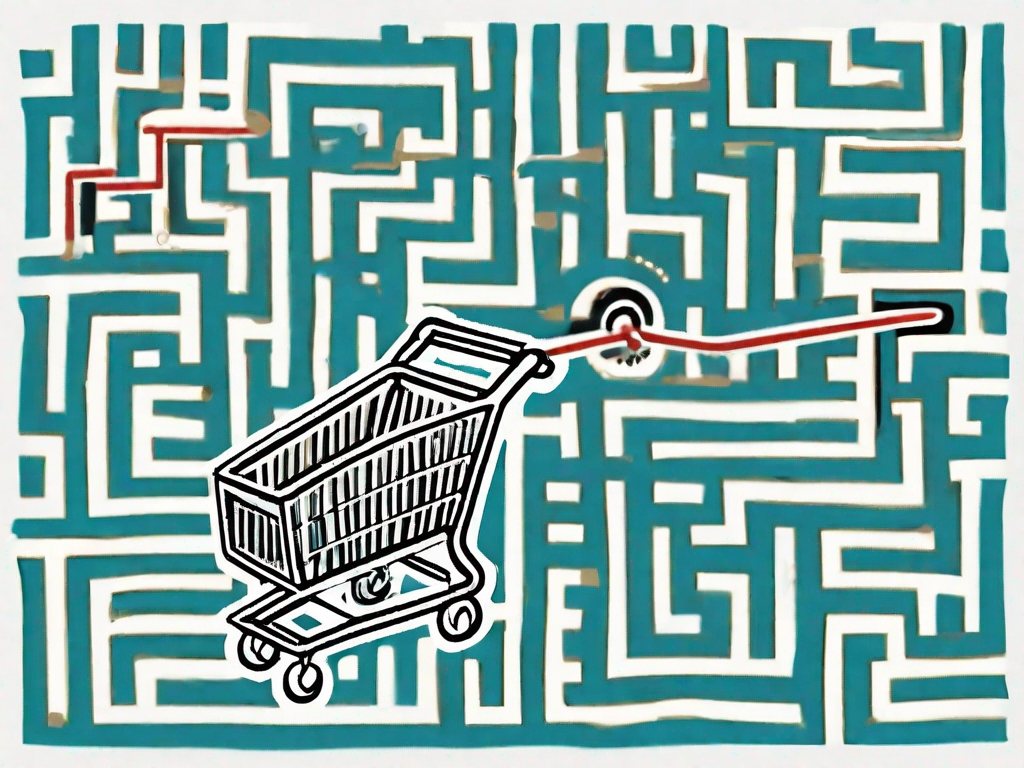 A shopping cart navigating through a maze