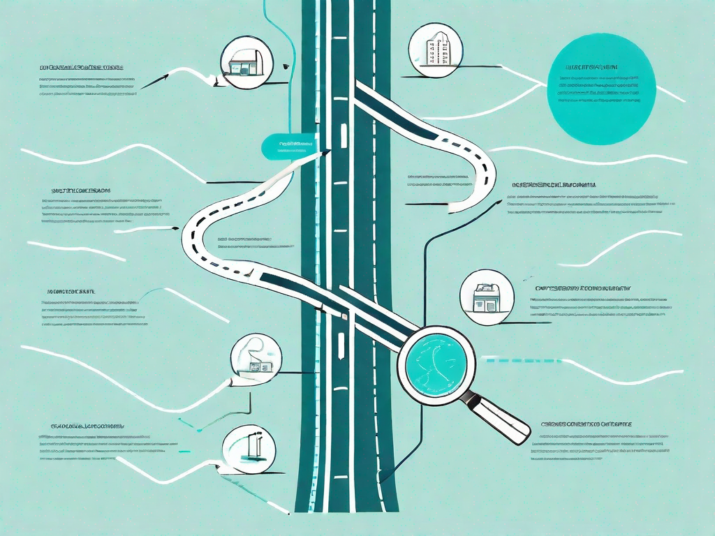 A roadmap with various signposts symbolizing different stages of the customer journey